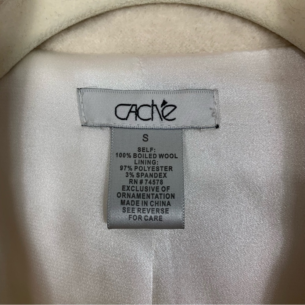 Cache Boiled Wool Cream Jacket Size Small - Picture 2 of 11